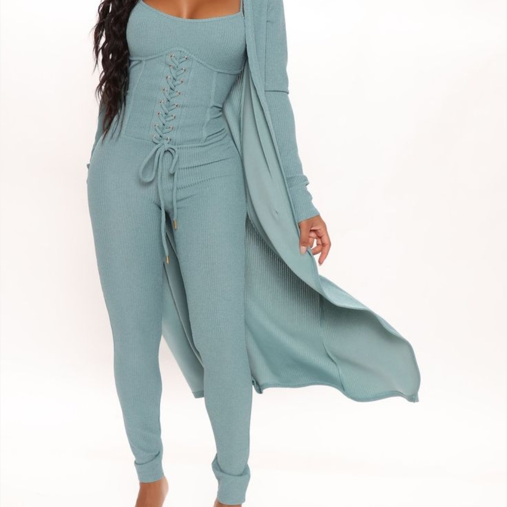 Fashion Nova Teal Knit Matching Set Size XL